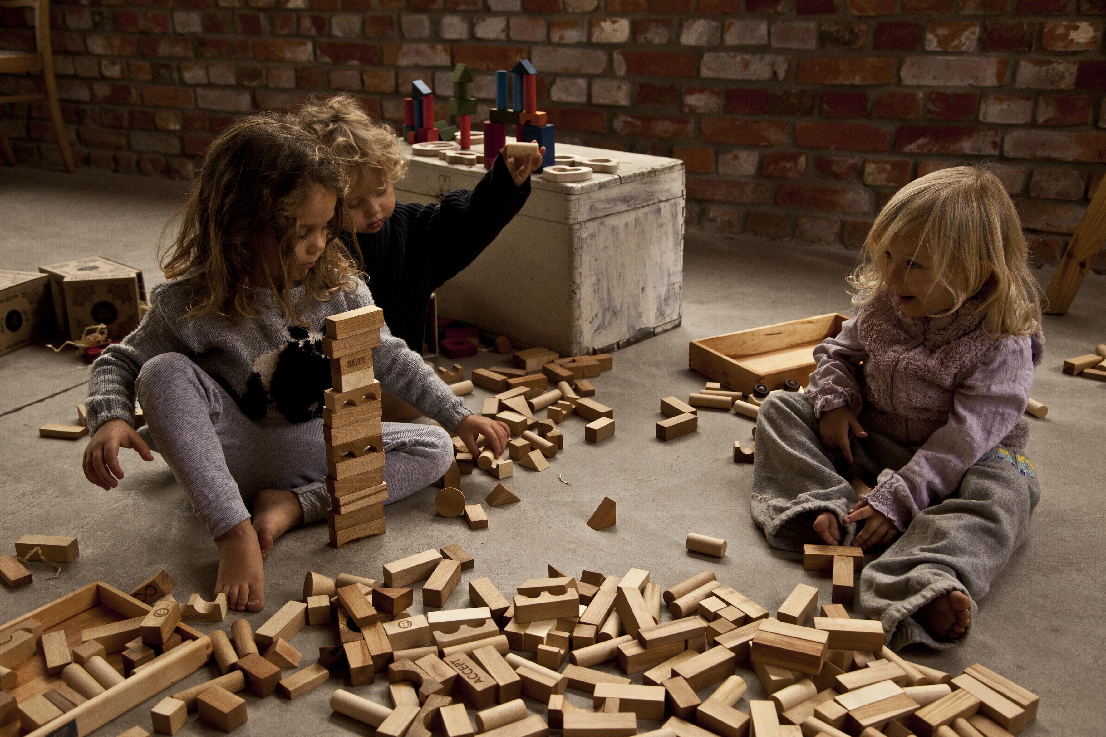 Houten Blokken Naturel in zak XL | 50 stuks