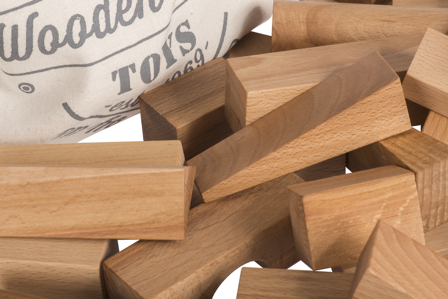 Houten Blokken Naturel in zak XL | 50 stuks