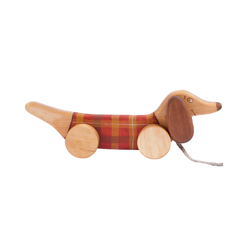 Houten Trekdier Hond Rood