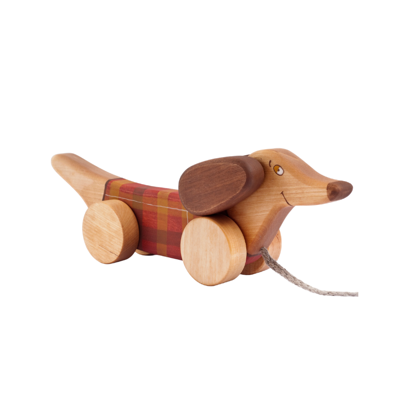 Houten Trekdier Hond Rood