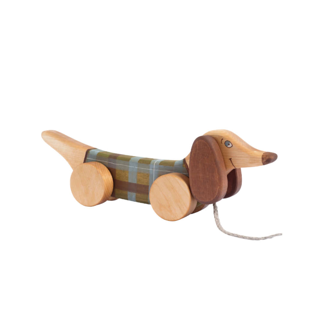 Houten Trekdier Hond Groen