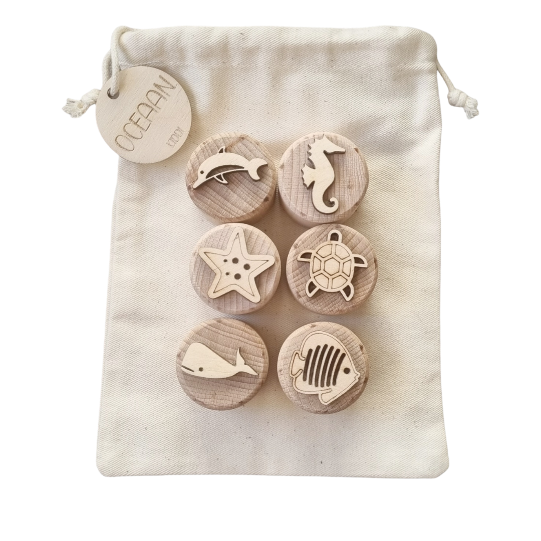 Houten stempelset Oceaan