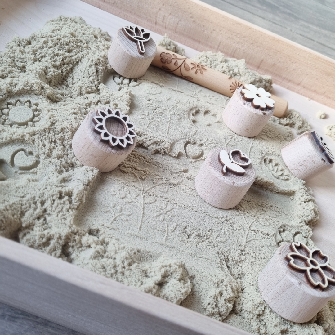 Houten stempelset Bloemen