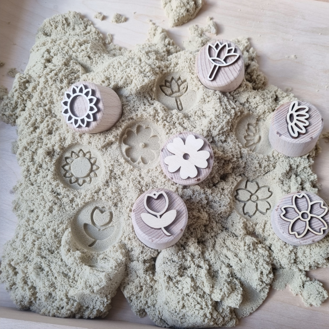 Houten stempelset Bloemen