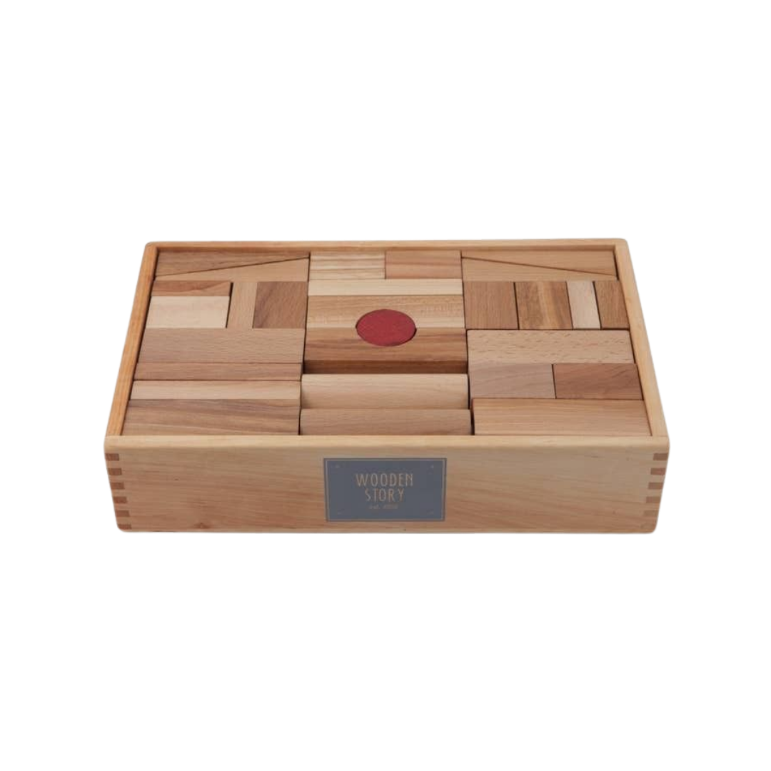 Wooden Story Houten Blokken Naturel in bak XL  | 63 stuks